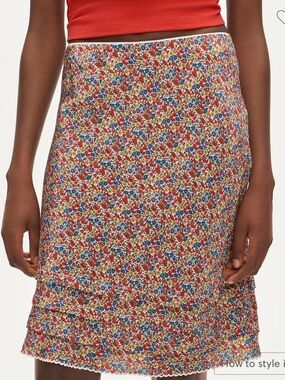 NWOT J Crew Liberty London Print Ruffle Trim Skirt